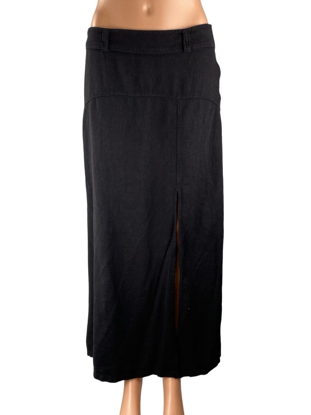 Free People Womens Black High Slit Zip Mid Waist Straight Full Midi Skirt Size 6